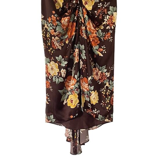 Veronica Beard Pixie Floral Print Skirt Oxblood Multi Silk Ruched Midi Size S 4 - Picture 4 of 13